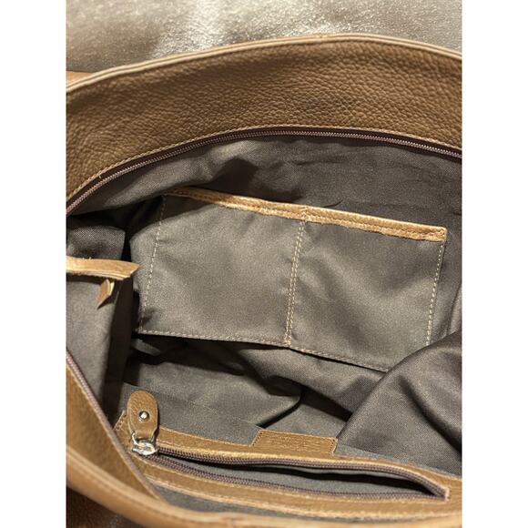 Extra Large Sturdy Travel /Tote Genuine Brown Leather Bag - Picture 10 of 11